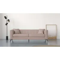 4-Sitzer PLACES OF STYLE "MATTHEW B/T/H: 231/86/74 cm" Sofas Gr. B/H/T: 231cm x 74cm x 86cm, Samt, beige XXL, Steppung im Rücken, lose Sitzkissen, incl 2. Zierkissen