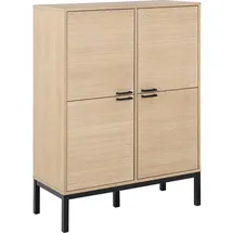 VCM ebuy24 Vitrine + Buffetschrank, Vitrinenschrank 4 Türen 6 Regale Weiß.
