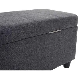berlinlodge Aufbewahrungs-Truhe Lars HxBxT 45x114x45cm Stoff/Textil Dunkelgrau Sitzbank Bank