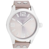 Oozoo Basic Line Armbanduhr C1086 Taupe Lederband 46 mm - Grau