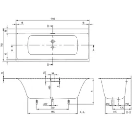 Villeroy & Boch Subway 3.0 Rechteck-Whirlwanne 75 x 170 cm (UAP170SBW2B2V01)