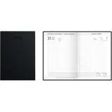 IDENA 12077 - Buchkalender DIN A5 2026, 1 Tag auf 1 Seite, Sa/So auf 1 Seite, Terminplaner mit wattiertem Hardcover-Einband in Schwarz