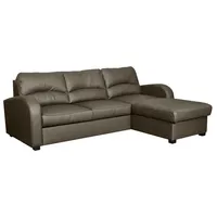 Ecksofa Milo Leder Grau Schlamm