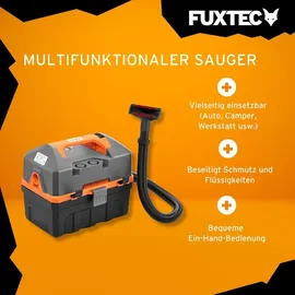 FUXTEC Akku Nass-/Trockensauger SET 10L Tank inkl. Akku und Ladegerät, FX-E1VC20