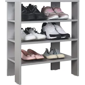 Ricoo Schuhregal schmal und hoch 70x60x32cm Standregal Pressholz Grau WM039-PL, Schuhständer mit 3 Ebenen, Schuhschrank offen, Schuhablagen Flur Shoe Rack, Standregal klein, Schuhregale