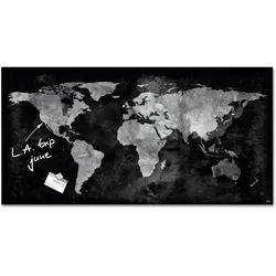 Sigel GL270 Glas-Magnettafel / Magnetboard Artverum, 46x91 cm, Design World-Map