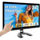 Prechen 24 Zoll Touchscreen Monitor, IPS FHD 1080P Touch PC Display mit HDMI & VGA & USB, 75Hz, VESA, Eingebaute Lautsprecher, Computer Touchscreen für Gaming & Business