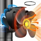 Holzofen, Ofenventilator mit Magnet, 4-Flügel-Kaminventilator, am Rohr befestigter geräuscharmer Ventilator für