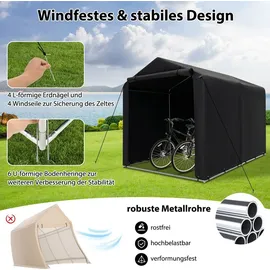 Costway Fahrradabdeckung 160x218x164cm Fahrradgarage mit aufrollbarer Reißverschlusstür grau