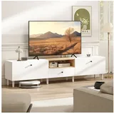 Homcom TV Schrank 200 cm Lowboard 45 cm Weiß Holz