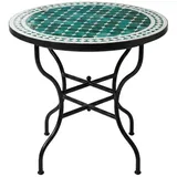 Marrakesch Orient & Mediterran Interior Gartentisch Marokkanischer Mosaiktisch Marrakesch Grün-Weiß edel aus Keramik 80 cm, Handarbeit grün