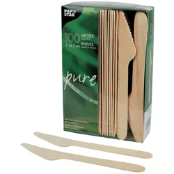 200x PAPSTAR 'pure' Holzmesser 16,5 cm
