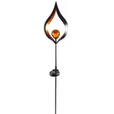 Buri Solar Metall-gartenstecker 95cm Led Glaskugel Gartendeko Mond Tropfen Flamme Top - Flamme