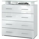 Vladon Pavos V2 76 x 81 x 35 cm Weiß matt/Weiß Hochglanz