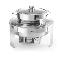 HENDI Suppen Chafing Dish, Suppenbehälter hat 2 Griffe, Deckel hat eine praktische Löffelaussparung, Warmhaltebehälter, Speisewärmer, Behälter, 10L, ø420x(h)380mm, Edelstahl