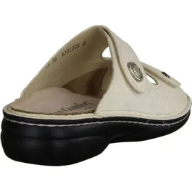 Finn Comfort Zeno Pantolette Damen, Leder,/Stretch, Oro/Steam, bequem - weiß 39