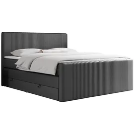MKS Boxspringbett, KING DOREN 160/200 Dunkelgrau Kunstleder - H4