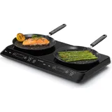 Navaris 2 Platten Induktionskochfeld - Mobil mit 3500 Watt - Tragbares Doppelt Camping Kochfeld - Induktionskochplatte mit Timer Touch-Display und Topf-Erkennung
