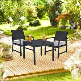 Relaxdays Relaxdays, Gartentisch + Balkontisch, 3-tlg. Balkonmöbel-Set (48 cm)