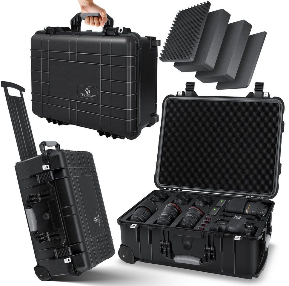 KESSER Kameratasche, Transportkoffer Kamerakoffer Werkzeugkoffer mit Schaumstoff schwarz L