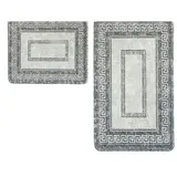 COFI Almina Exclusive 2 Teiliges Bademattenset mit Muster Grau