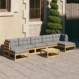vidaXL Garten-Lounge-Set 8-tlg. grau/beige