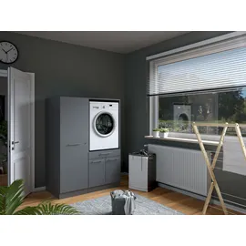 laundreezy Mehrzweckschrank-Set 118 x 162 x 68 cm Grau