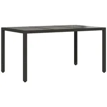 vidaXL Gartentisch mit Glasplatte Schwarz 150x90x75 cm Poly Rattan