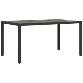 vidaXL Gartentisch mit Glasplatte Schwarz 150x90x75 cm Poly Rattan
