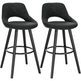 Woltu Barhocker 2er Set Barstuhl Bistrohocker Tresenhocker mit Lehne und Fußstütze Design Stuhl Holz Stoffbezug Anthrazit
