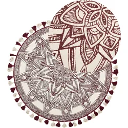 Teppich creme/rot ø 120 cm Mandala-Muster OLTU