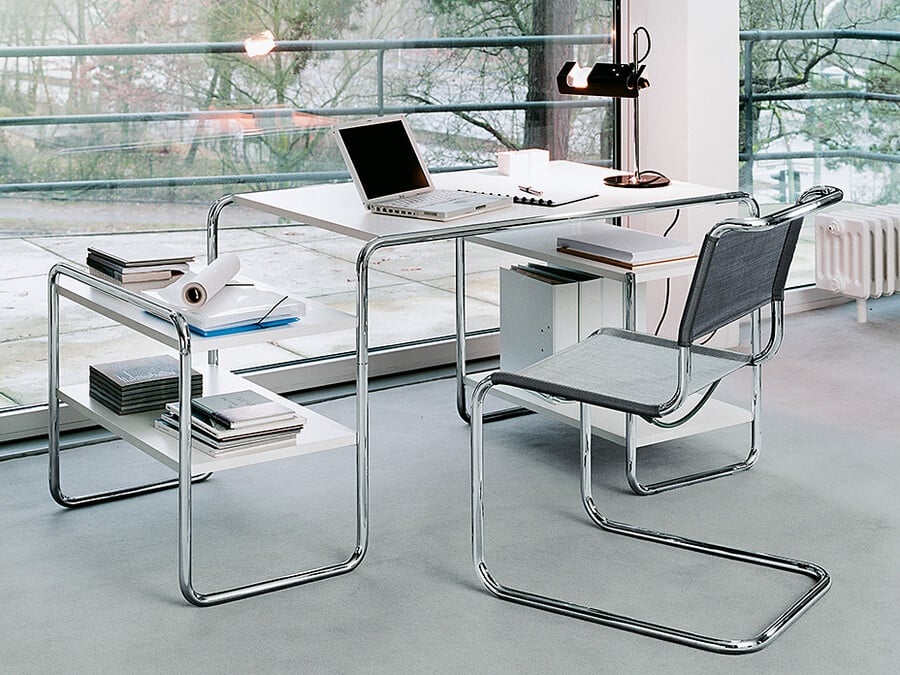 Thonet Schreibtisch S285 weiß, Designer Marcel Breuer, 73x164x77 cm