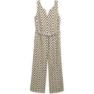 Tom Tailor Linen Slit Overall - Natural Zig Zag Design - 36