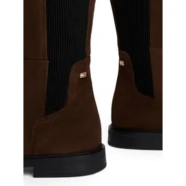 Tommy Hilfiger Flag LONG BOOT", Damen, Stiefel aus Wildleder, Braun (Legacy Brown), 37 - 37 EU