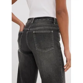 bonprix Weite Jeans BONPRIX, Damen, Gr. 38, N-Gr, grau (schwarz denim used (länge: regulär)), Denim/Jeans, Obermaterial: 99% Baumwolle, 1% Elasthan, loose fit, Jeans, loose fit Passform, hoher Bund, aus überwiegend Baumwolle