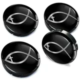 Biomar Labs® 4 x 60mm Silikon Nabenkappen Religiöse Symbol Jesus Christian Fish Fisch Kappen Felgendeckel Radkappen Radnabendeckel Nabendeckel Auto Tuning C 96Z