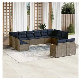 vidaXL Gartensofa-Set 12-tlg. grau Polyrattan