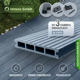 WPC Terrassendielen Komplettbausatz Hohldiele 3m-4m 3 Farben, Komplettset 6-80m2 - 146 mm X 24 mm X bis 4.0 m. - Grau (Steingrau / Grau) WPC Terrassendielen
