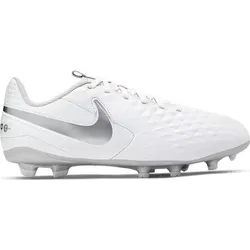 NIKE Kinder Fußballschuhe Rasen, Kunstrasen "Jr., WHITE/CHROME-PURE PLATINUM, 28 1⁄2