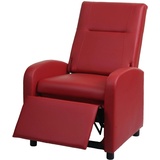 Mendler Fernsehsessel HWC-H18, Relaxsessel Liege Sessel, Kunstleder klappbar 99x70x75cm ~ rot