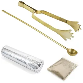 Nklaus 4tlg Set 14cm Räucherzange in Gold Weihrauchlöffel Räucherkohle 40g Räuchersand 40674