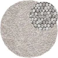 carpetfine Calo weicher Filzkugel-Teppich Rund beige Ø 120 cm für Wohnzimmer, Schlafzimmer & Kinderzimmer