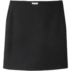 TOM TAILOR Damen Bouclé-Rock, schwarz, Uni, Gr. 38