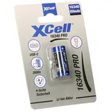 XCell CR123A 16340 Pro Li-Ion Akku 3,6V 850mAh mit USB-C
