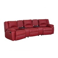 vente-unique Relaxsofa 3-Sitzer - Leder - Rot - aroma