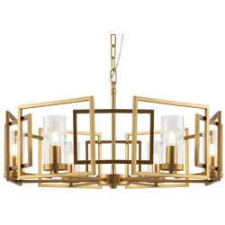 Pendelleuchte Hängelampe Deckenleuchte Kronleuchter Gold Glas Metall D 35,5 cm