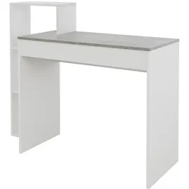 ML-Design Schreibtisch mit Regal, Tischplatte in Beton-Optik, 3 Einlegeböden, 110x72x40 cm, Holz, 2-in-1 System, für Zuh... - Grau, Holzwerkstoff, 40x91x110 Arbeitszimmer, Schreibtische, Bürotische