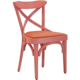 2er-Set Maudez | Bugholzstuhl | Holz / Samt | Rosa / Orange | Bugholz