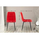CLP 4er Set Esszimmerstühle Antibes Stoff rot