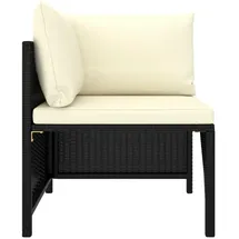 vidaXL Modular-Ecksofa mit Kissen Schwarz Poly Rattan